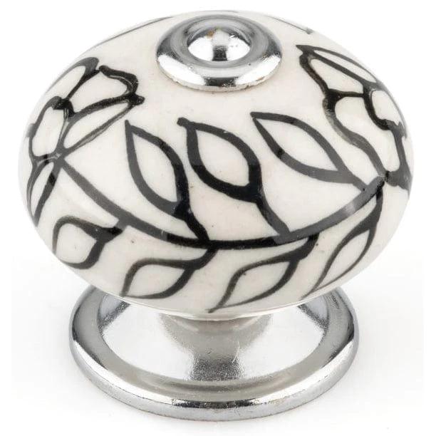 Eclectic Knob, 1-9/16" D, Almond, Black, Chrome